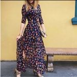 HD in Paris Anthro Maxi Dress Womens US 4 Sheer Floral Chiffon Cottage Peasant Photo 11