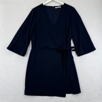 Halston Heritage  Navy Blue Wrap Midi Dress Size 12 Photo 0