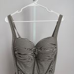 Nip Tuck Swim One Piece Ruched Swimsuit Black White‎ Striped Size 10 Photo 1