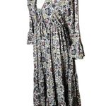Chaudry Boho Floral Maxi Dress M | Cottagecore Fairycore Peasant Renaissance Blue Size M Photo 2