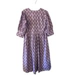 LIVRO Women's Purple Floral Cotton Midi Dress XS Puff Sleeve V Neck Oversized Photo 1