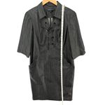 Lafayette 148 Dress Womens 12 Lace Up Short Sleeve Shift Pockets Stretch Modern Photo 8