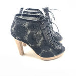 Stuart Weitzman Stuart Weizeman Black‎ Lace-Up Floral Heel Booties Photo 4