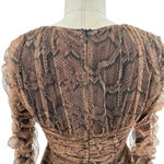 ZARA  Dress Draped‎ Tulle Mini Long Sleeve in Snakeskin Brown Size Small Photo 7
