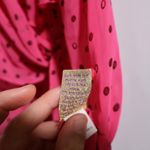 Y2K Princess Vera Wang Hot Pink Polka Dot Sheer Button Up Top Sleeveless XS Tie Photo 5