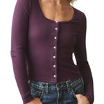 NWOT American Giant Luxe Rib Square Neck Cardigan Italian Plum Sweater Sz Small Purple Photo 0