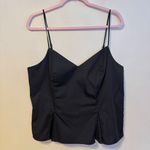 Elizabeth and James  V Neck Gathered Peplum Cami Tank Top Adjustable Black XL Photo 2