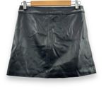 All Saints Lena Black Faux Leather Zipper Front A-Line Mini Skirt Sz 2 Photo 3