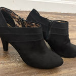 East 5th  Faux Suede Black Heeled Ankle Booties 8 1/2 Work Business Coquette Photo 0