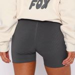 White Fox Boutique New White Fox Offstage Ribbed Bike Shorts Charcoal Photo 1