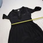 Antik Batik Dress Sz M 40 Short Sleeve 100% Silk Beaded Has Pockets Black Size M Photo 5