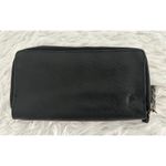 Lucky Brand  black leather zip-around wallet with a gold plate detail Photo 2