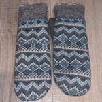 Super comfy Aztec print fleece winter mittens Blue Photo 0