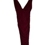 Nookie NWT Jolie Plunge Midi Dress Wine Ruched Bodycon Size Small Photo 1