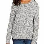 Heather Gray Leopard Print Plush Knit Sweatshirt Size XXL Photo 0