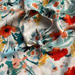 Counterparts 2/$12 Red Poppy Floral Tie Sleeve Spring Blouse Size Small Photo 2