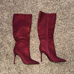 Shoe Dazzle Red Bedazzled Heeled Boots Size 9 Photo 0