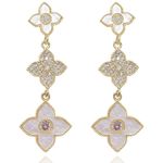 Boutique Beautiful‎ Sparkling Clover Dangle Earrings | Gold Plated 316L Photo 0