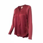 GO BY GO SILK ICONIC GO ZIPPY REDUX Blouse Womens Small Burgundy Red Zip Shirt Photo 2