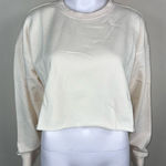 We Wore What  Solid Cropped Sweatshirt in‎ Off White Photo 0