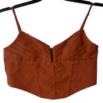 White Fox Boutique White Fox Women's‎ M Burnt Orange Corset Crop Top Going Out Cropped Zip Back Photo 0