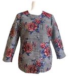 Alfani Blazer Jacket Houndstooth Floral Berry Snap Button Front Medium Petite Photo 1
