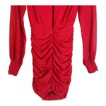 NBD Genesis Mini Dress Womens XS Red High Neck Ruched Long Sleeve Cocktail Party Photo 6