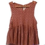 Free People X-Small Park Slope Tank-Babydoll-Lace-Sheer- Rustic Rose - Peplum Photo 1