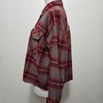 Maurice's Berry Plaid Flannel Long Sleeve Cropped Button Down Shacket Size Large Photo 2