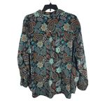 Woman Within Black Bold Floral Paisley Long Sleeve Thick Button Up Top 3x Photo 2