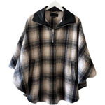 Revolve Blank NYC  Poncho Cape Jacket Checked Out Plaid OS 1/4 Zip Vegan Leather Photo 0