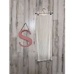 White Ruched Maxi Skirt Size Small Stretch Bodycon Drawstring Detail Photo 3