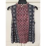 Lucky Brand  Sleeveless Top‎ Medallion Print Ruffle Trim Boho Casual Tank Top M Photo 5