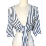 American Eagle  Outfitters Tie Front Stripe Crop Top Women's Large Photo 1