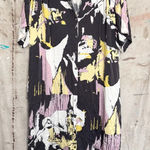 6397 Printed Silk Oversized Shirt Dress Gray Size M Photo 0