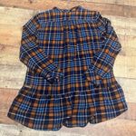 Matilda Jane  Womens Blue Orange Plaid General Store Flannel Tunic Sz M Fall Time Photo 3