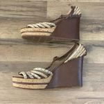 Frye Shay Strappy T Brown Wedge Sandal Heels Women’s Photo 7