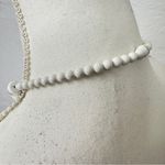 Vintage White Gold Plastic Bead Necklace MCM Minimalist Classic Womens Jewelry Photo 3