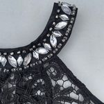 Sequin Hearts New Black Lace Rhinestone Embellished Formal Crop Halter Top Photo 4