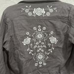 Keren Hart m Crop Lightweight Embroidered Floral Gray‎ Button Up Jacket Size Sm Gray Photo 5