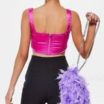 Missguided  Pink Satin Square Neck Zip Up Strap Cropped Corset Tank Top Size 6 Photo 2