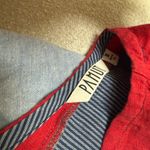 PAMUT red white and blue patchwork denim gingham shirt sleeve Top ! Size M Photo 2