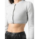 VAQUERA Cropped Knit Sequin Back Cardigan Grey Womens Size XS Silver Photo 3