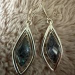 NAPIER Dangling Teardrop‎ Faux Abalone silver Tone Leverback Earrings Photo 1