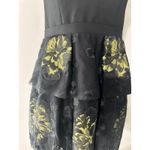 BCBGMAXAZRIA  Tia Embroidered Strapless Mini Dress Black Yellow Floral Lace 8P Photo 4