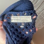 Urban Outfitters  Open Knit Cropped Jumbo Button Navy Blue Sweater Cardigan Sz S Photo 3