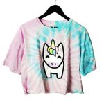 Black Matter T Shirt Cartoon Unicorn Spiral Tie Dye Raw Hem Double Sided Graphic Photo 0