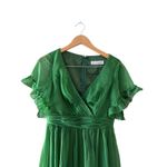 Mac Duggal  Dress Size 6 Butterfly Ruffle Trimmed Sleeve Wrap Over Flowy Gown Photo 4