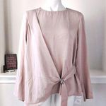 Paraphrase Blush Pink Top Overlay Tie Front Long Sleeve Blouse Size UK 14 NWT Photo 0