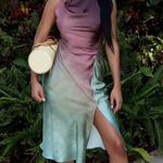 ZARA  dress midi satin tie dye fitted bodycon casual evening wedding cowl neck  Photo 1